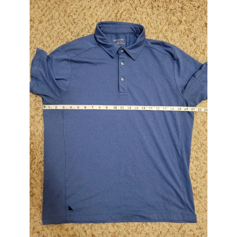 Untuckit Men's Size M Blue Short Sleeve Polo Polyester Spandex - Picture 6 of 7